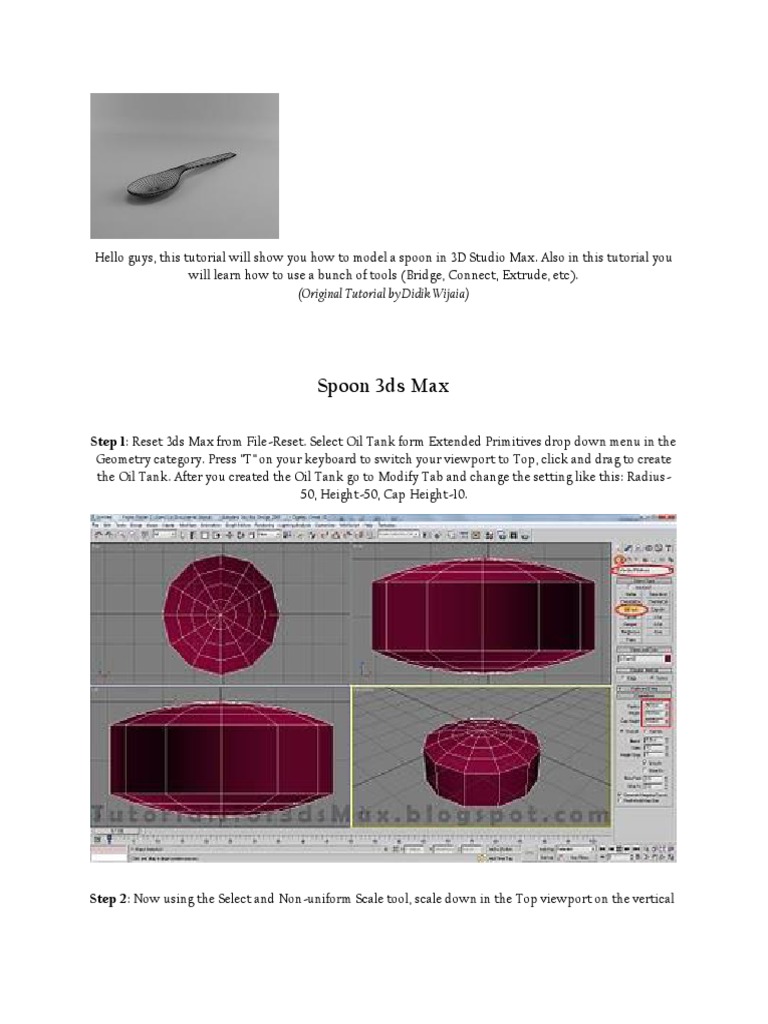 Spoon Tutorial | PDF | Vertex (Geometry) | Autodesk 3ds Max