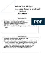 B. Tech. IV Year VII Sem. SUB: Computer Aided Design of Electrical Machine