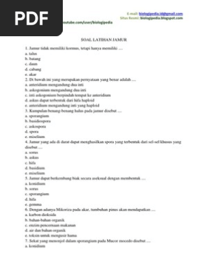 Soal Latihan Jamur