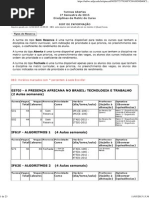 Turmas Abertas 1º Semestre de 2015