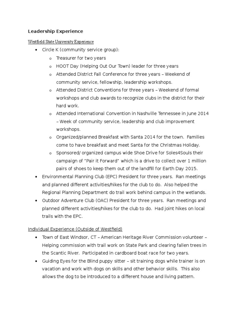 Leadership Roles and Community Service | PDF