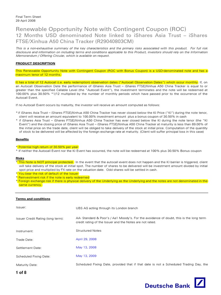 FX Accumulator Note Overview | PDF | Securities (Finance) | Foreign ...