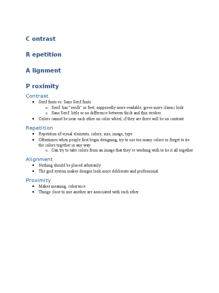 Design Principles: Contrast, Repetition, Alignment, Proximity | PDF