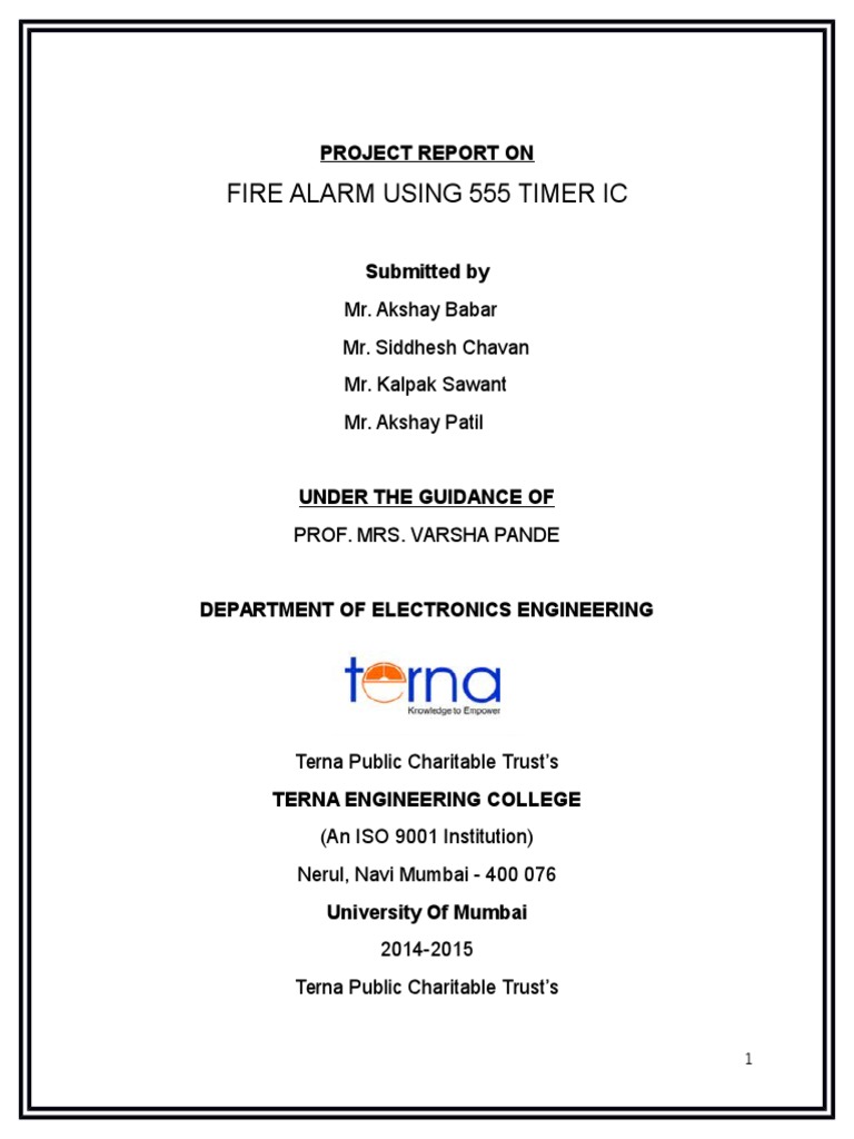 Fire Alarm System Using 555 Timer IC | PDF | Electrical Components ...