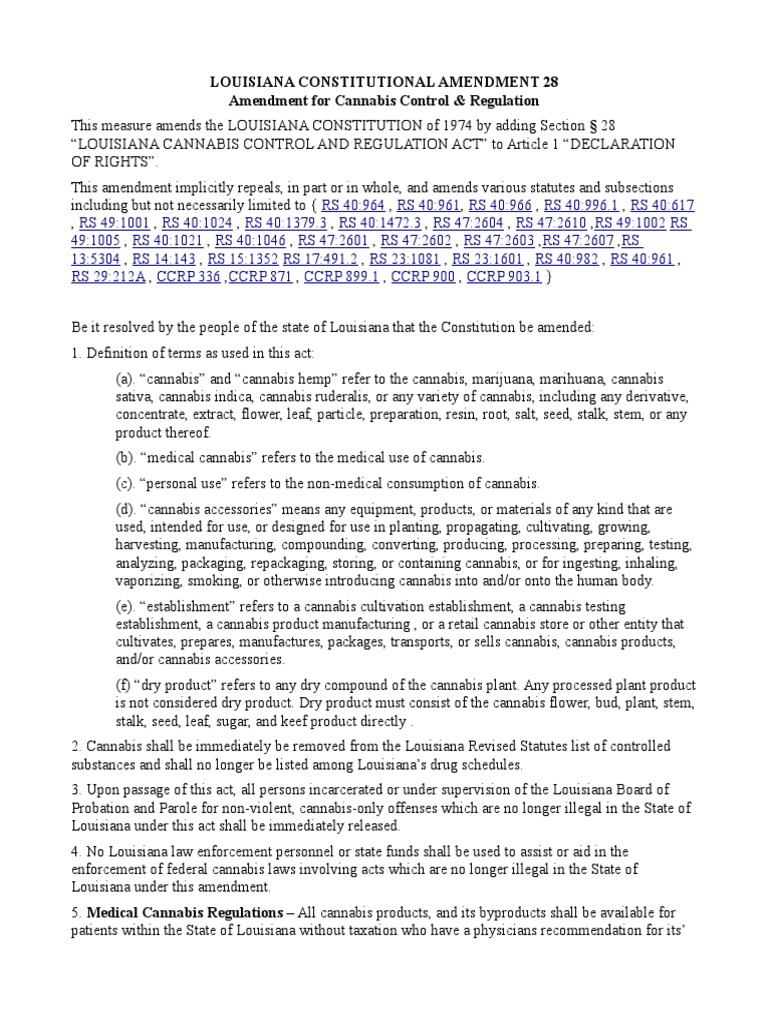 Louisiana Constitutional Amendment 28 | PDF | Medical Cannabis ...