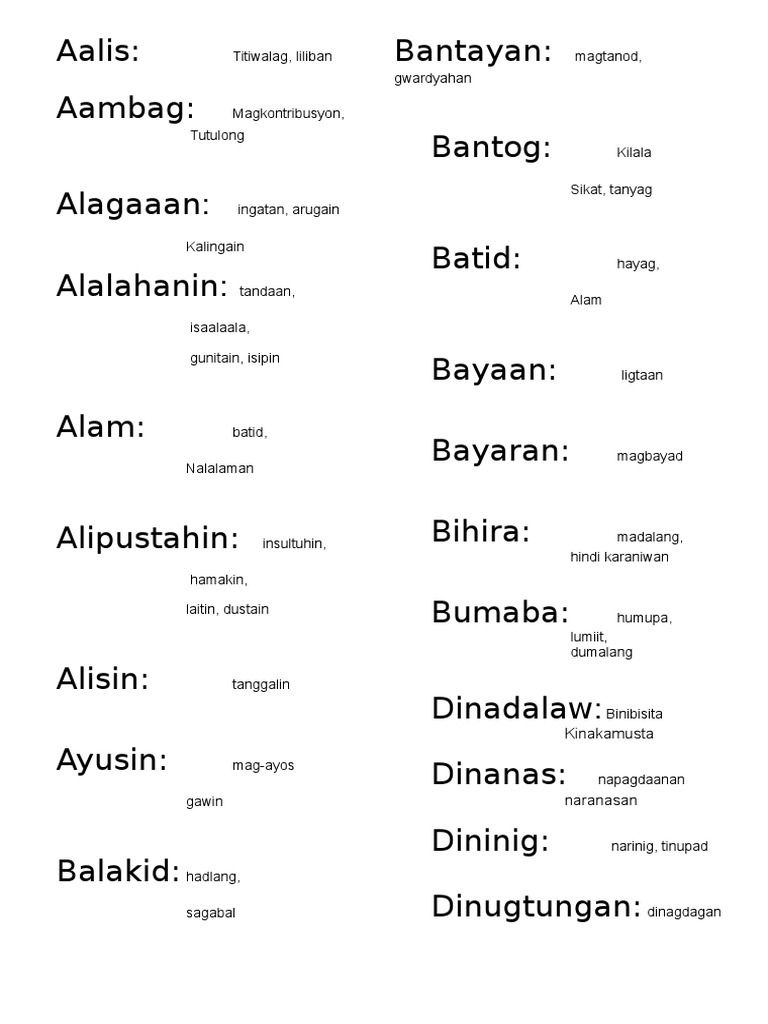 Kasingkahulugan at Kahulugan ng mga Salita | PDF