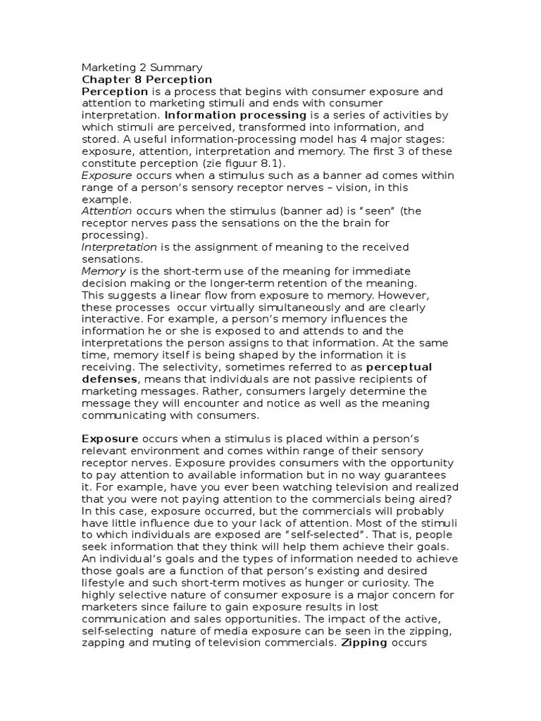 Chapter 8 Perception Perception Is A Process That Begins With Consumer ...