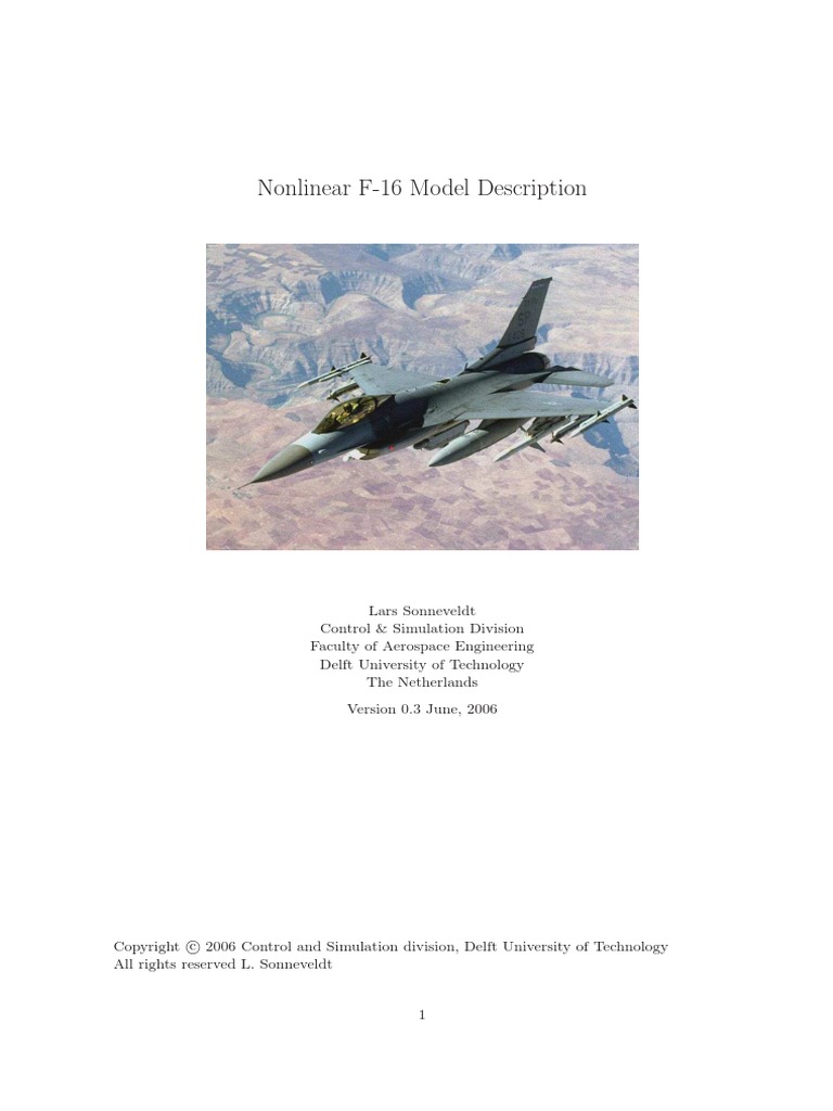 F-16 Dynamic Model | PDF | Flight Dynamics (Fixed Wing Aircraft) | Sine