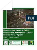 Batwa cultural values in Bwindi and Mgahinga National Parks