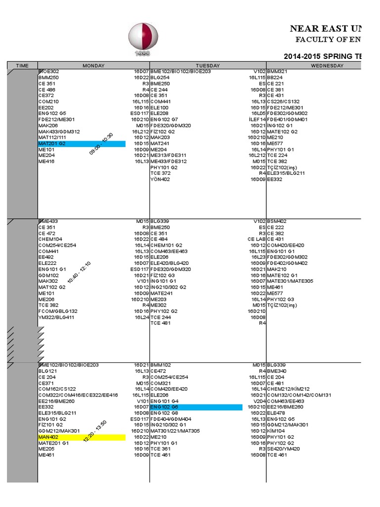 2014 2015 Spring Timetable 20.03.2015 Final Version 2 | PDF | Computers