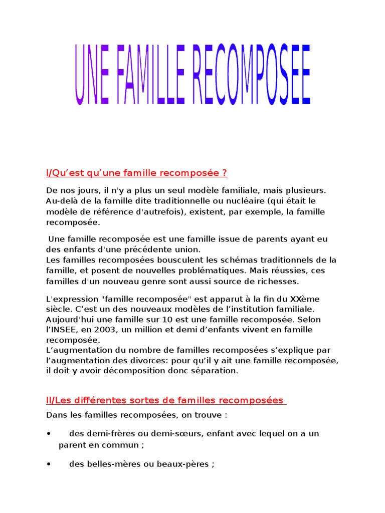 Texte D Amour Famille Recomposee