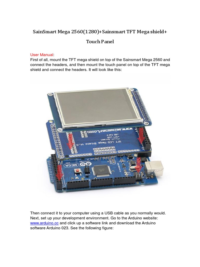 Sainsmart Mega 2560 (1280) +sainsmart TFT Mega Shield+ Touch Panel | PDF