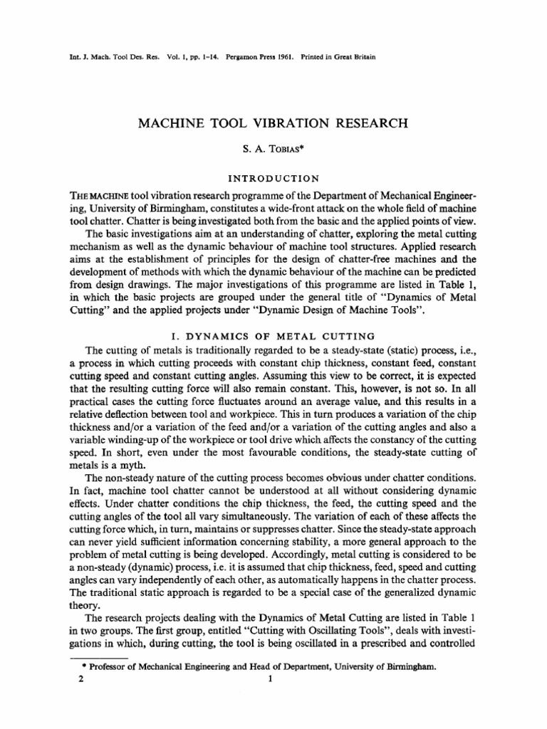Machine Tool Vibration Research | PDF | Machining | Industries