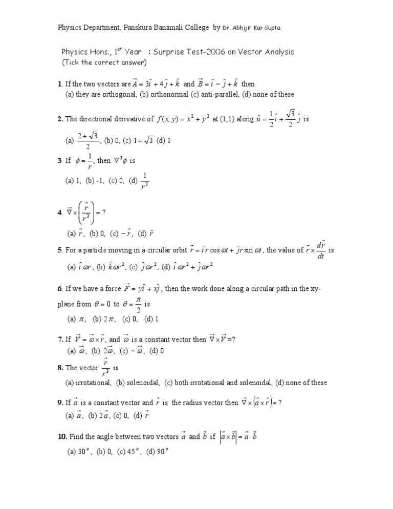 Class Test Vector Analysis