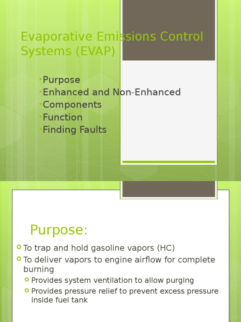 Evaporative Emissions Control Systems (EVAP) : Purpose Enhanced and Non ...
