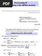 Forecasting I I (Forecasting With ARMA Models)