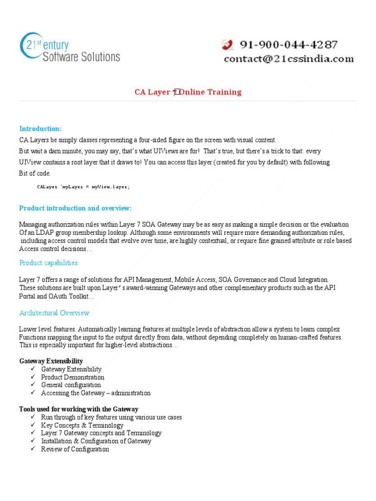 CA Layer 7 Training PDF Application Programming Interface Gateway