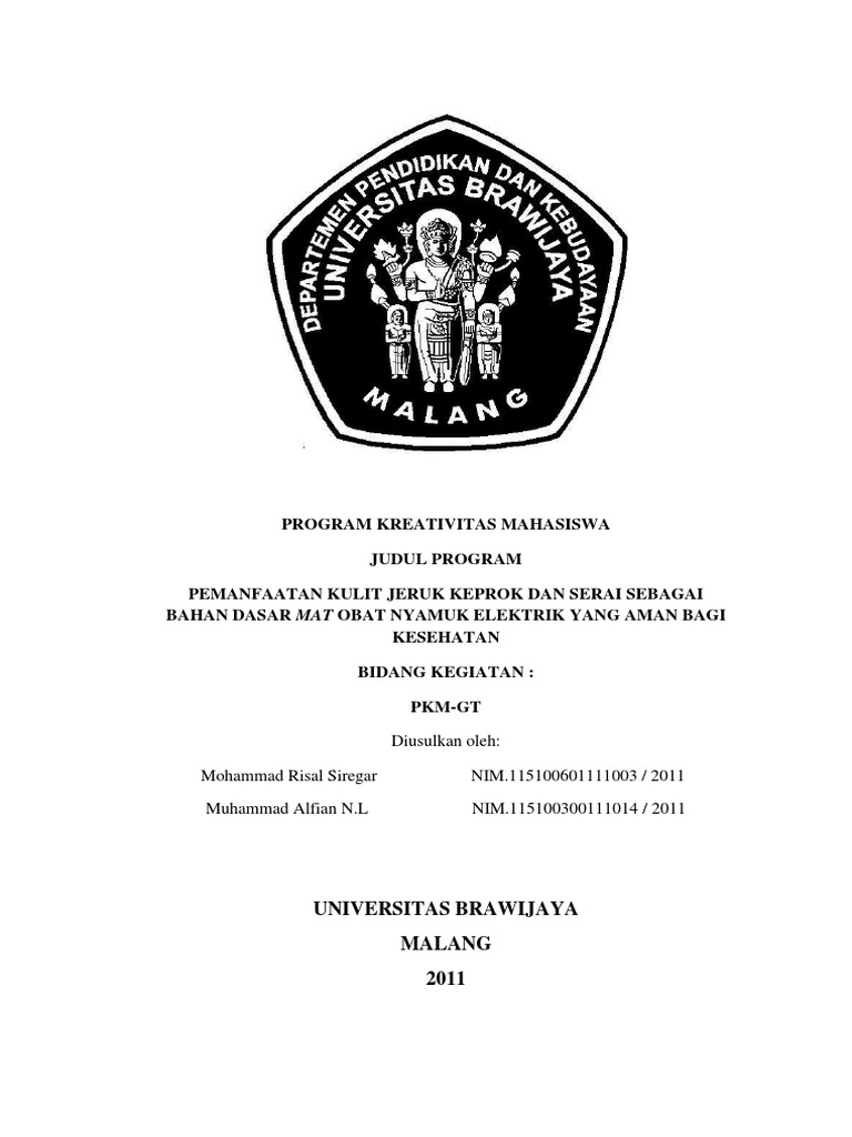PEMANFAATAN KULIT JERUK KEPROK DAN SERAI SEBAGAI BAHAN PEMANFAATAN KULIT JERUK KEPROK DAN SERAI SEBAGAI BAHAN