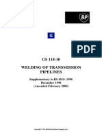 GS 118-10 Welding of Transmission Pipelines: Supplementary To BS 4515: 1996 December 1998 (Amended February 2000)