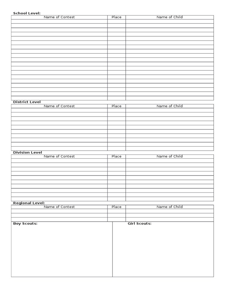 Contest Results by School Level | PDF | Sports & Recreation