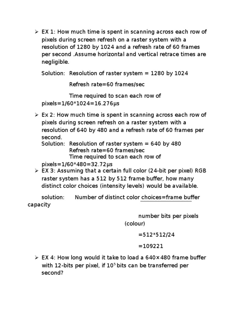 Raster System Refresh Calculations | PDF | Display Resolution | Imaging