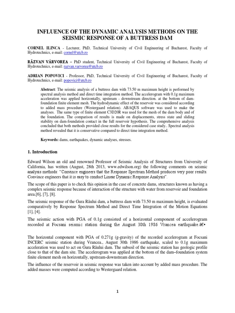 Seismic Analysis of Buttress Dam Methods | PDF | Dam | Finite Element ...