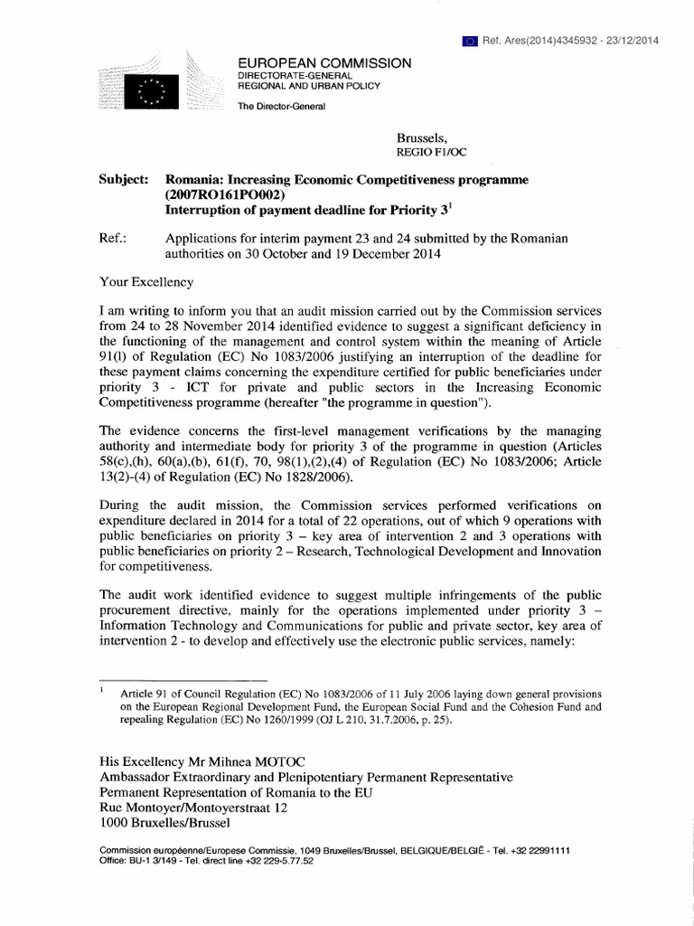 Increasing Economic Competitiveness Interruption Letter Signed | PDF ...