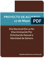 Proyecto de Acuerdo 17 de Mayo Dia de La No Discriminacion Por Orientación Sexual e Identidad de Género en Venezuela