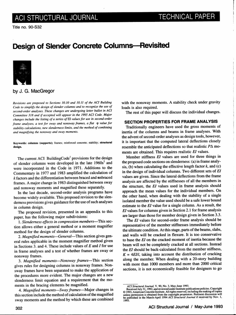 Slender Col Design Revisited MacGregor | PDF