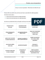 Predator, Prey and Populations Task: © WWW - Teachitscience.co - Uk 2014 19991 Page 1 of 2