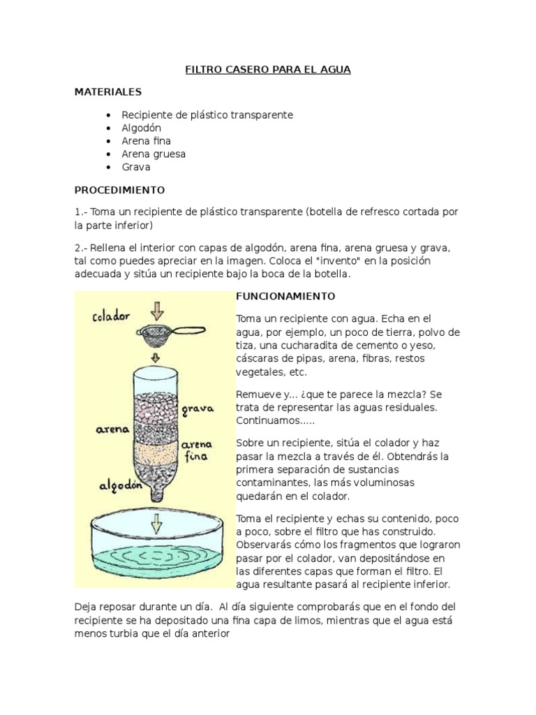 Filtro Casero para El Agua | PDF | Agua | Materiales