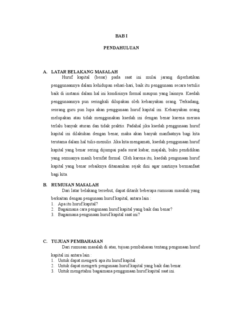 Makalah Bahasa Indonesia Penggunaan Huruf Kapital