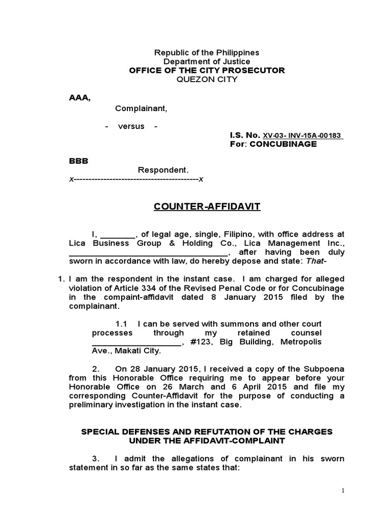 Counter affidavit pdf adultery virtue