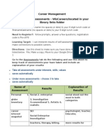 Career Management Unit 1 - Self-Assessments - Wiscareers/Located in Your Library Links Folder