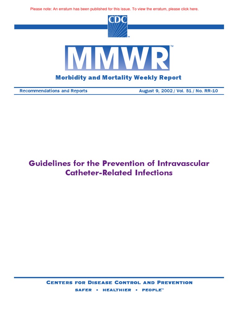 Guidelines For The Prevention of Intravascular CatheterRelated Infections PDF Intensive