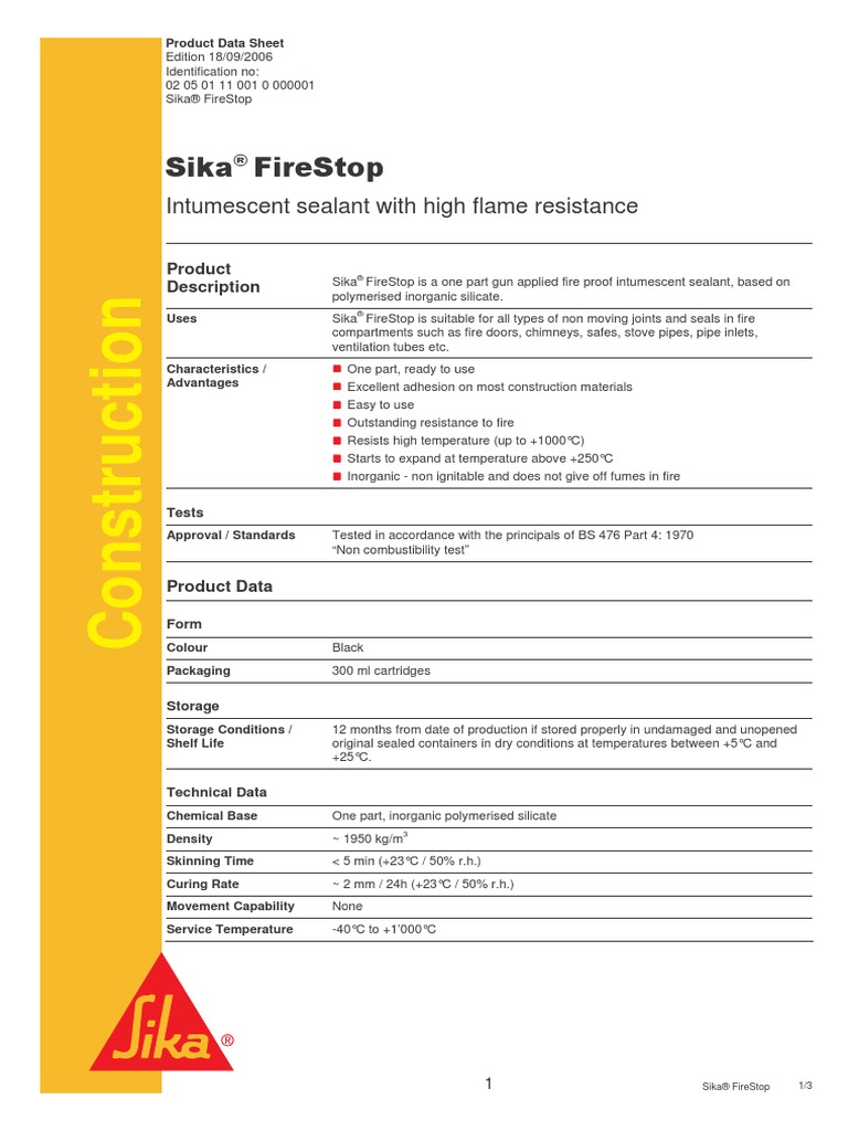 Sika FireStop sealant Safety Building Engineering