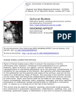 Cultural Studies: To Cite This Article: Clare Hemmings (2005) INVOKING AFFECT, Cultural Studies, 19:5