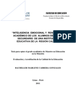 2011 Cabrera Inteligencia Emocional y Rendimiento Académico de Los Alumnos Del Nivel Secundario de Una Institución Educativa de La Región Call