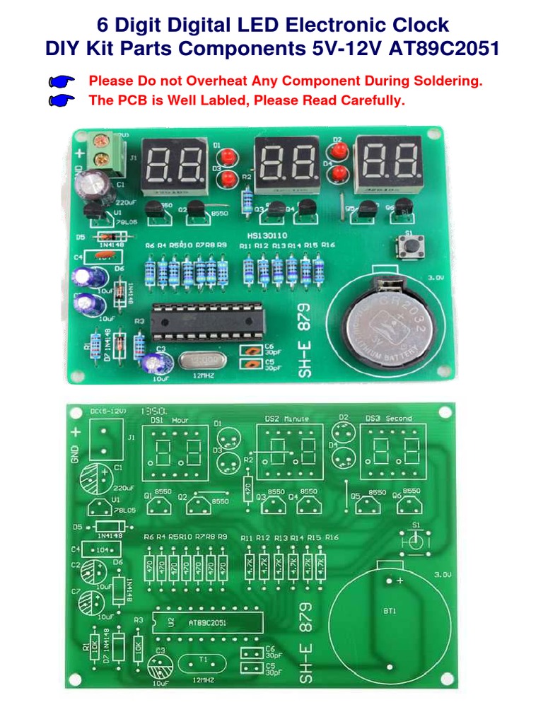 6-Digit LED Clock DIY Kit Guide | PDF