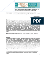 O papel do teatro no projeto Mais Educação