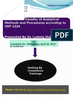 Webinar on Transfer of Analytical Methods and Procedures According to USP 1224