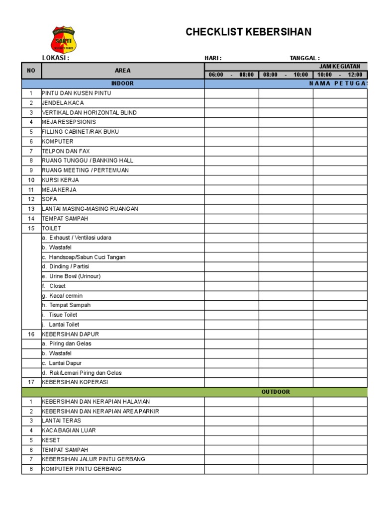 Checklist Kebersihan