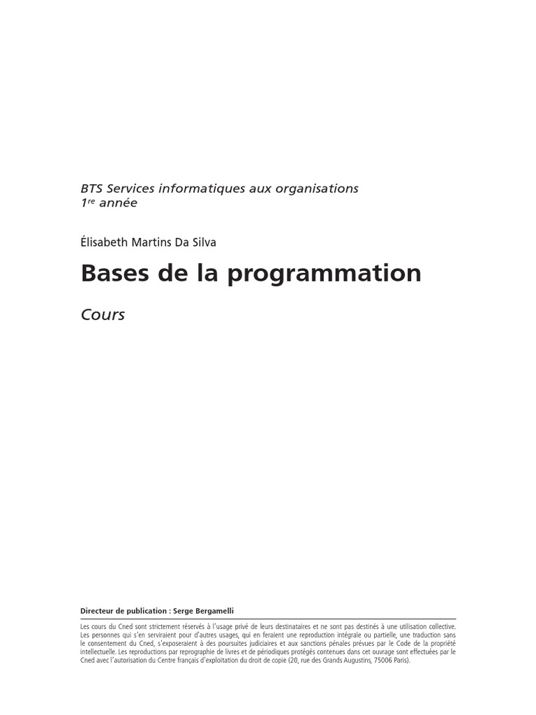 Bases de la programmation en BTS | PDF | Environnement de développement ...
