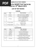 Syllabus For NCERT Full Test To Be Held On 15 March 2015: Vajiram Ias Test Series