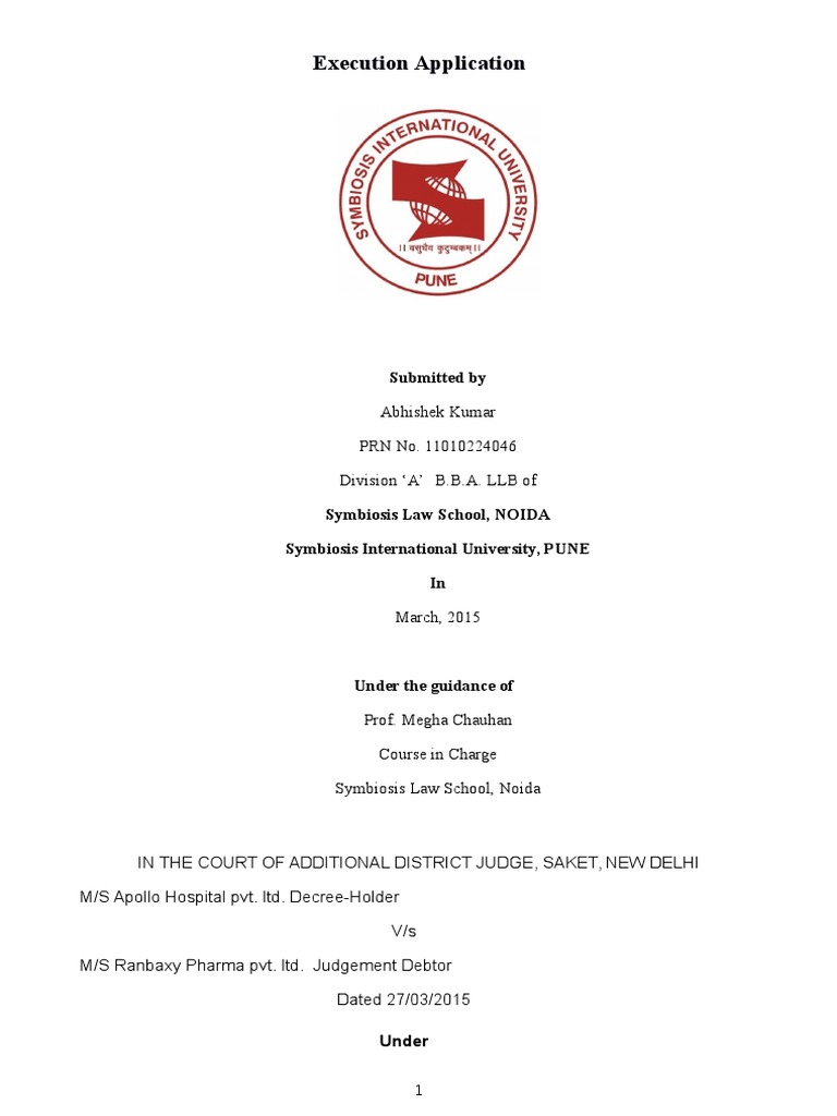 Application For Execution of Decree PDF Common Law Justice