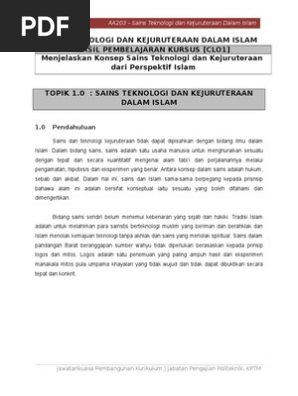 Sains Teknologi Dan Kejuruteraan Dalam Islam Pdf