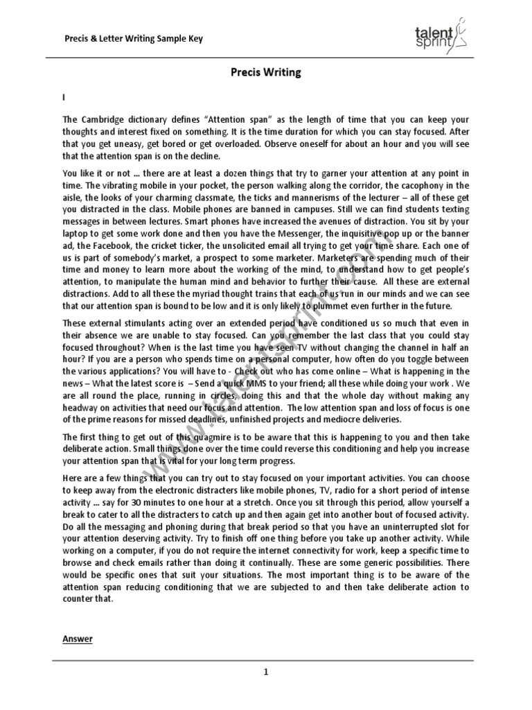 Essay precis letter writing picture