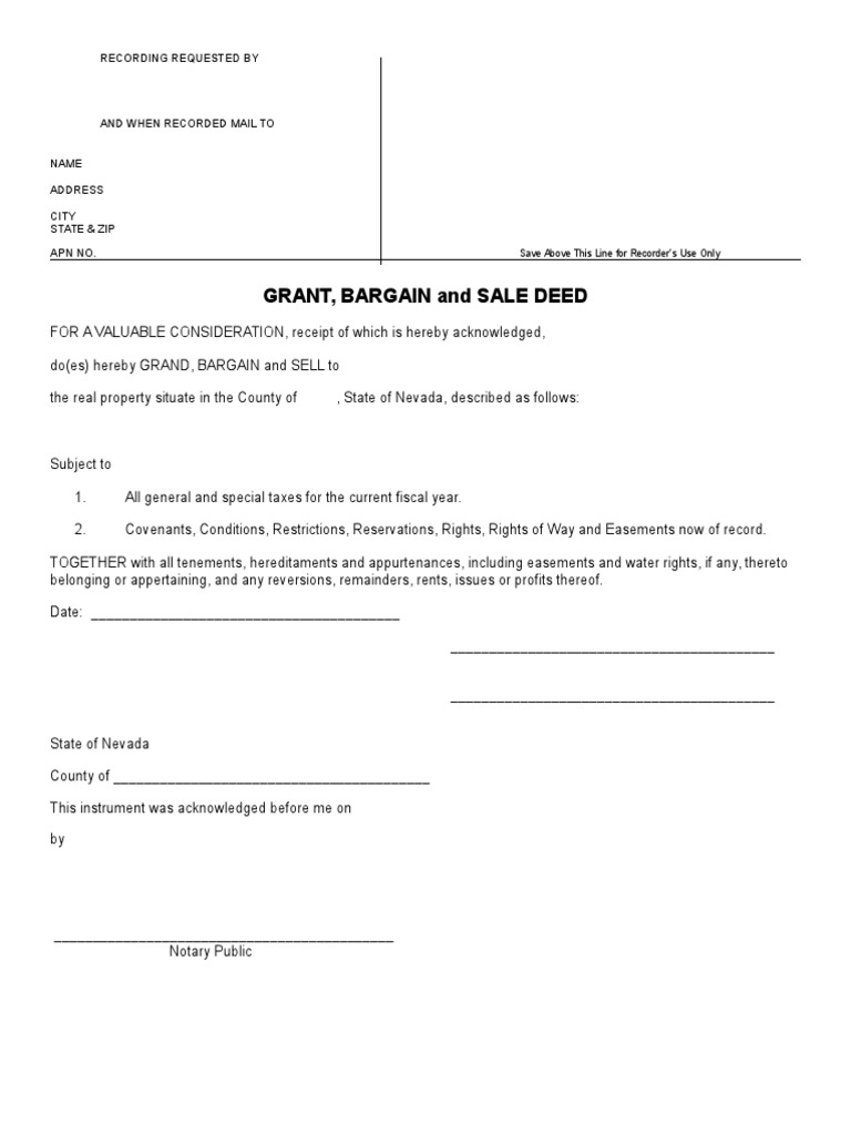 NV-Grant Bargain and Sale Deed | PDF