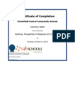 Certificate of Completion For Bullying Recognition & Response (k-12 Primer)