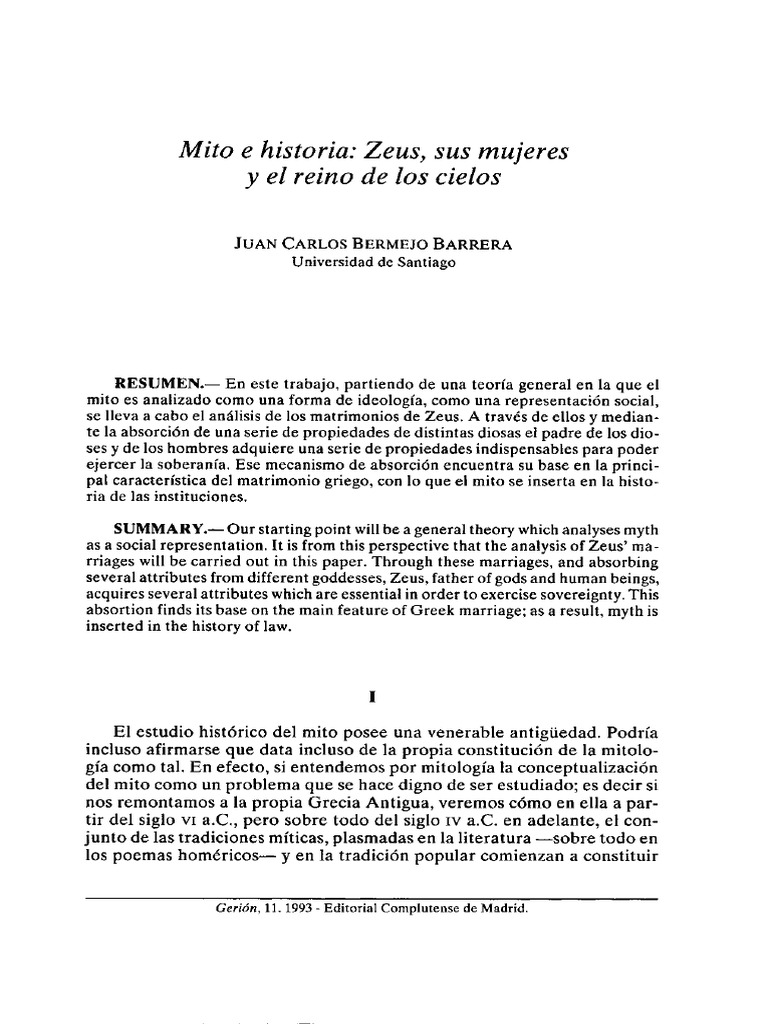 Zeus y sus mujeres en la mitología | PDF | Ideologías | Mitología griega